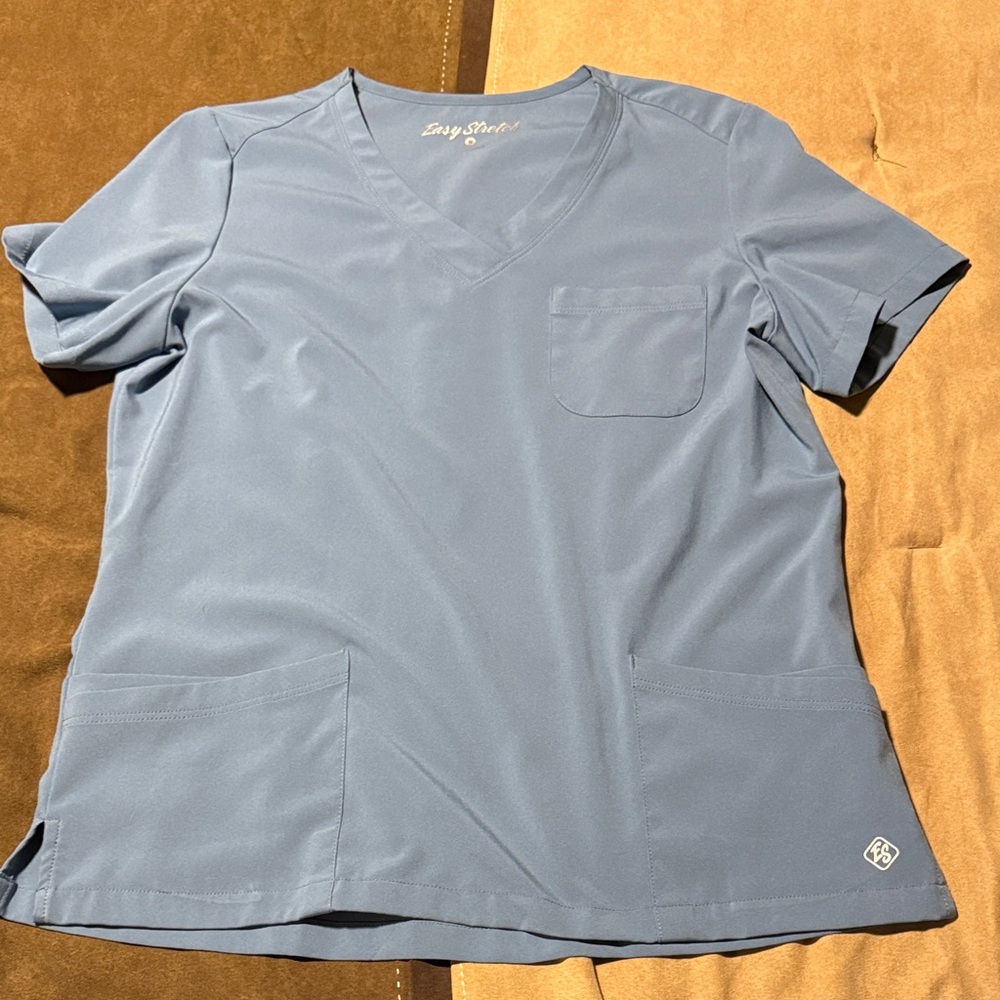 Easy Stretch Slate Blue V-Neck Scrub Top - Picture 2 of 7